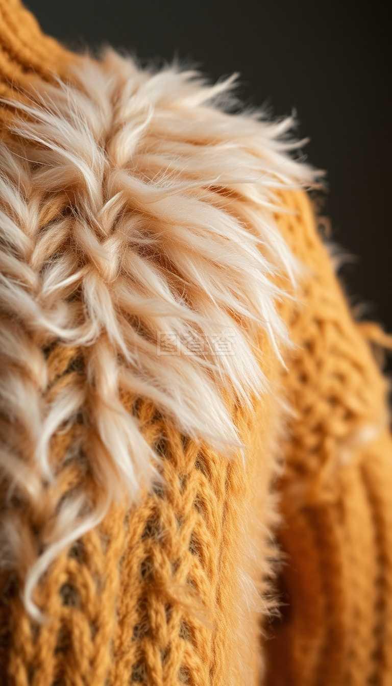 棕色絨毛織線毛衣作為背景。